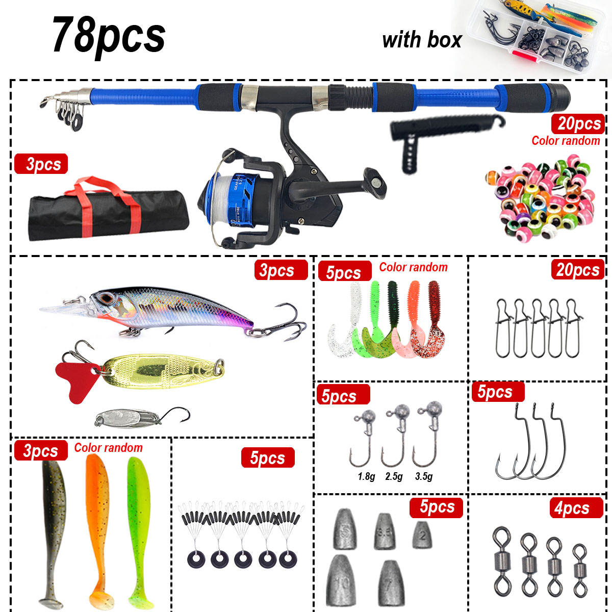 46Pcs Telescopic Fishing Rod R – обзор и цена Freshwater Line